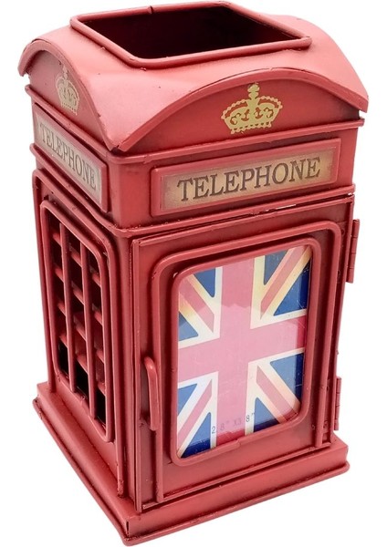 Metal Londra Telefon Kulübesi Kalemlik ve Resim Çerçevesi 17CM