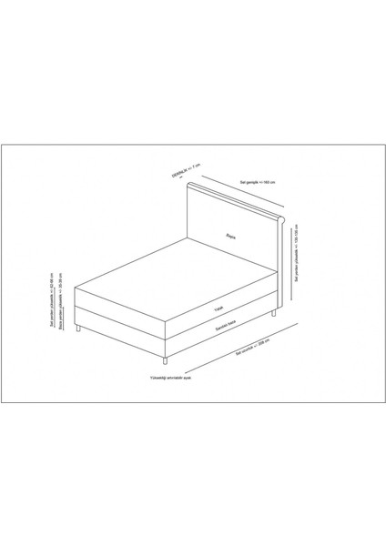 Sonata Baza+Başlık+Miray Gizli Pedli Yatak Bej 150x200