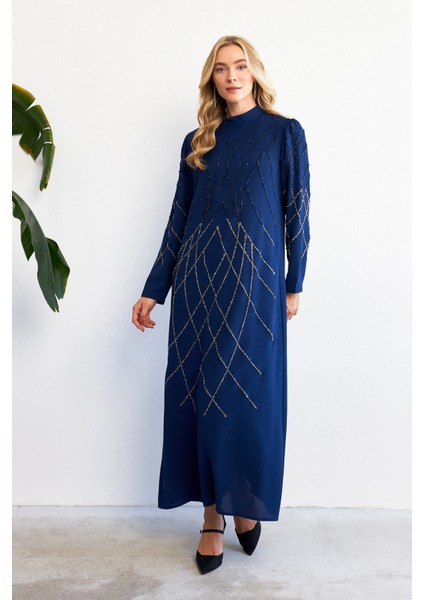 Alora Taş Işlemeli Abiye - Indigo