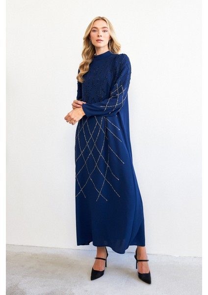 Alora Taş Işlemeli Abiye - Indigo fiyatları