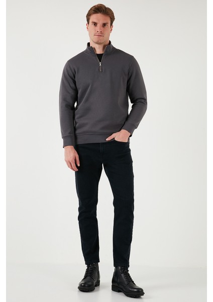 Pamuklu Regular Fit Yarım Fermuarlı Dik Yaka Sweat Erkek Sweat 59052592 modelleri