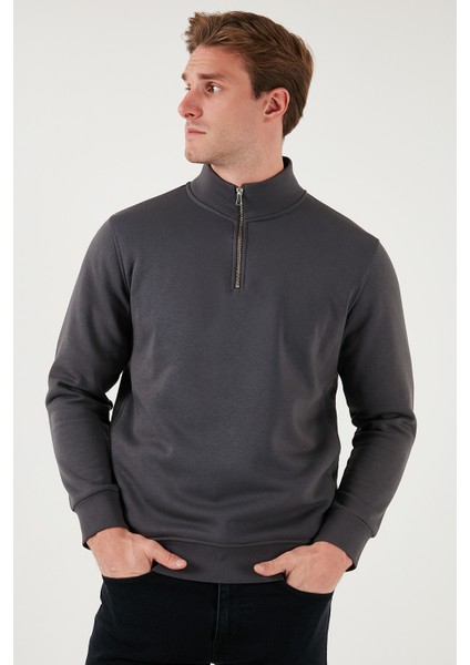 Pamuklu Regular Fit Yarım Fermuarlı Dik Yaka Sweat Erkek Sweat 59052592 indirimleri