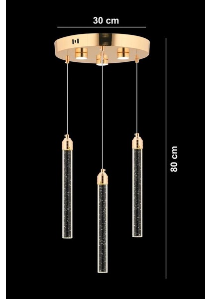 Istanbul Avize Rosa 3'lü Gold 3 Renk Ledli Lüx Modern Avize fırsatları