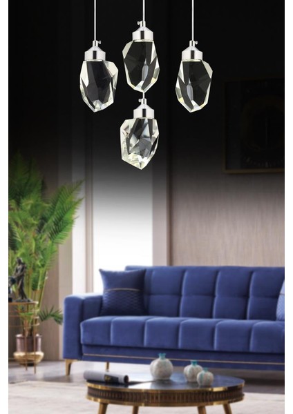 Istanbul Avize Liya 4'lü Gümüş 3 Renk Ledli Lüx Modern Avize fırsatları