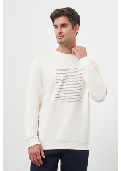 Erkek Ekru Trend Bisiklet Yaka Sweat-Shirt fiyatları