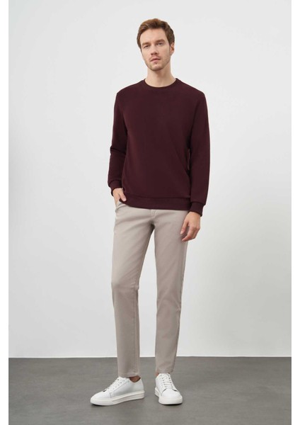 Erkek Bordo Trend Bisiklet Yaka Sweat-Shirt fırsatları