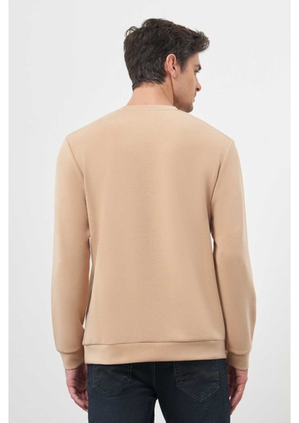 Erkek Bej Trend Bisiklet Yaka Sweat-Shirt indirimleri