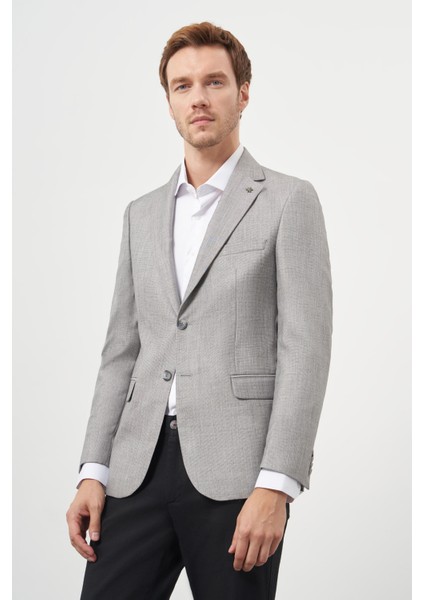 Erkek Gri Poliviskon Slim Fit Mono Yaka Klasik Ceket fiyatları