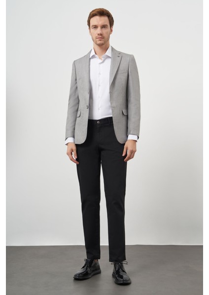 Erkek Gri Poliviskon Slim Fit Mono Yaka Klasik Ceket modelleri