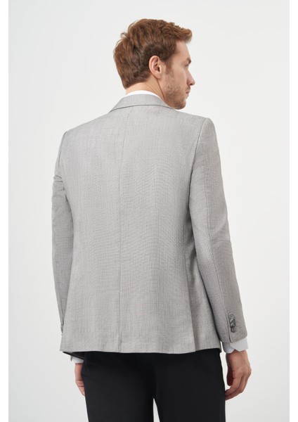 Erkek Gri Poliviskon Slim Fit Mono Yaka Klasik Ceket indirimleri