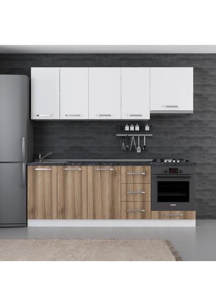 225 cm Mutfak Dolabı Beyaz Dore 225-D7