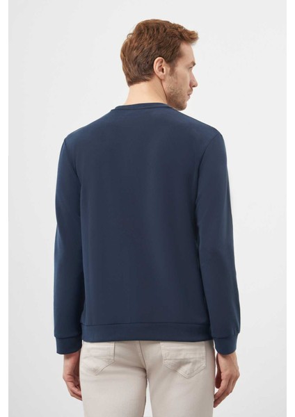 Erkek Lacivert Trend Bisiklet Yaka Sweat-Shirt indirimleri
