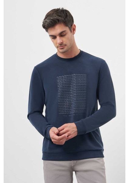 Erkek Marine Trend Bisiklet Yaka Sweat-Shirt fırsatları
