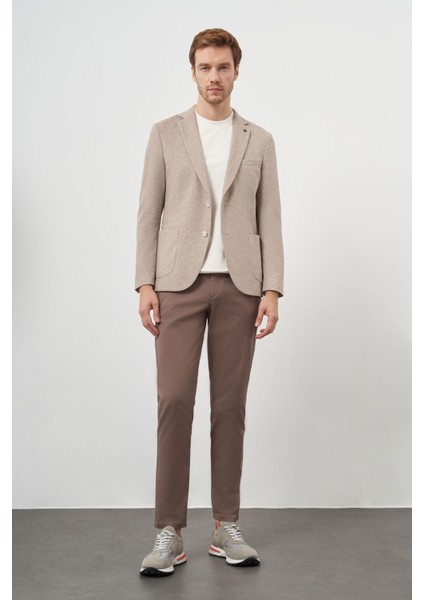 Erkek Açık Kahve Örme Trend Slim Fit Mono Yaka Ceket fırsatları