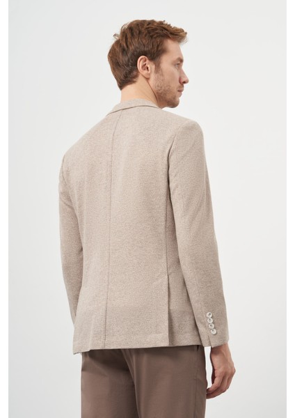 Erkek Açık Kahve Örme Trend Slim Fit Mono Yaka Ceket indirimleri