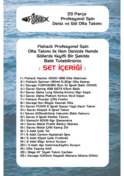 25 Parça Profesyonel Spin Deniz ve Göl Olta Takımı