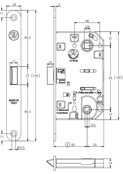 ART.217 Dilden Kilitlemeli Sessiz Kilit Banyo Tipi (Wc) Kilit Karşılık Dahil
