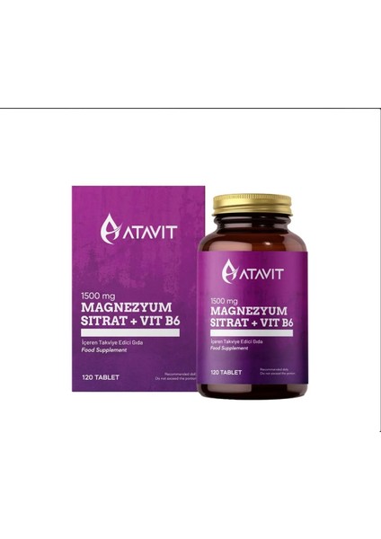 Magnezyum Sitrat + Vit B6 120 Tablet