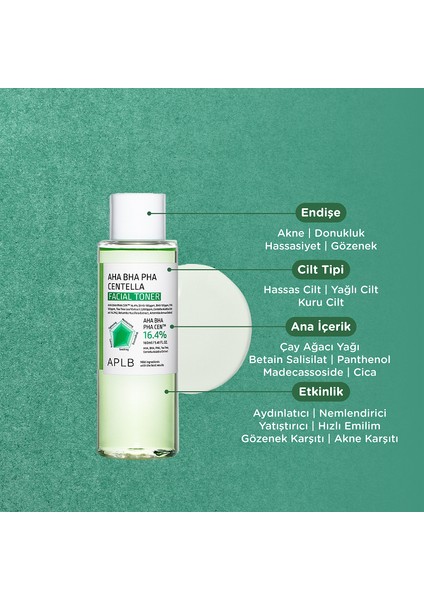 Aha Bha Pha Centella Facial Toner - Aha Bha Pha Centella İçerikli Tonik 160 ml