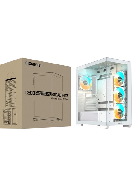 Gıgabyte C500 Panoramıc Stealth Ice Temperli Cam Atx Bilgisayar Kasası