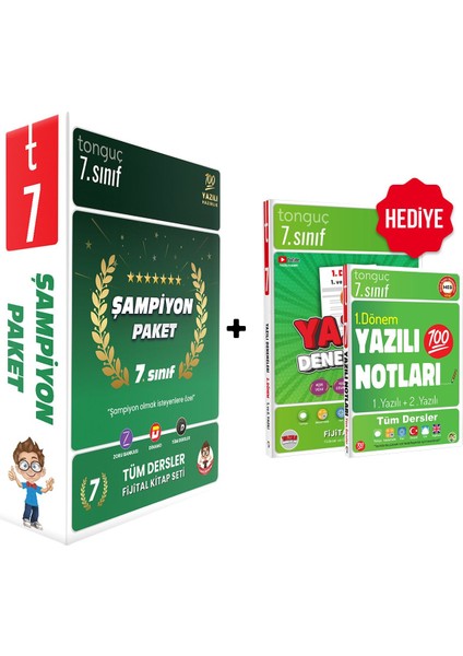 7. Sınıf Tüm Dersler Şampiyon Paket + 7. Sınıf Yazılı Denemeler - Yazılı Notları