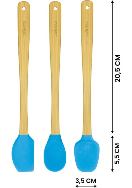 Indigo 3'lü Turkuaz Bambu Silikon Spatula Seti Uzun 26 Cm fiyatları