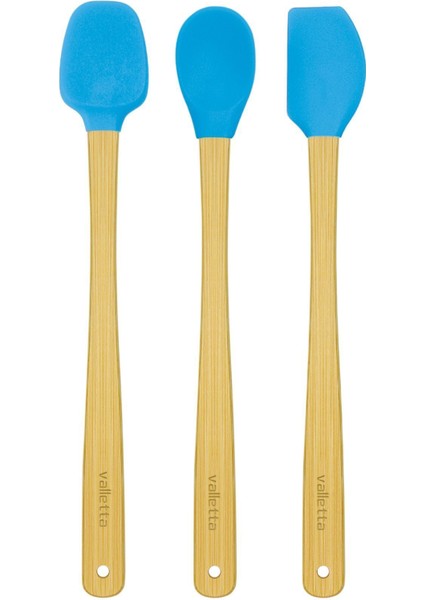 Indigo 3'lü Turkuaz Bambu Silikon Spatula Seti Uzun 26 Cm indirimleri