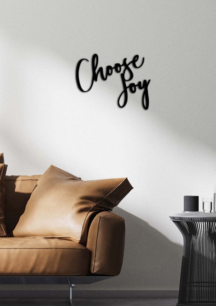 - Choose Joy Yazısı Metal Duvar Tablosu - Ev Dekorasyon - Metal Duvar Yazısı - 50 X 46 - Cm -Siyah - Text-159