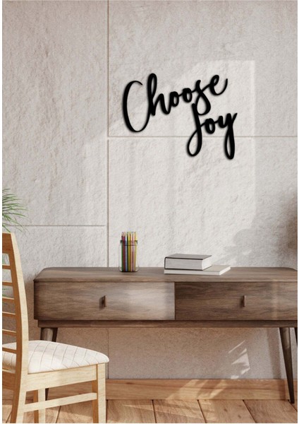 - Choose Joy Yazısı Metal Duvar Tablosu - Ev Dekorasyon - Metal Duvar Yazısı - 50 X 46 - Cm -Siyah - Text-159