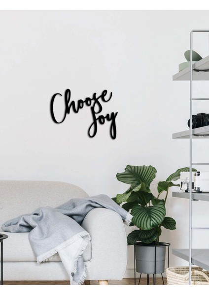 - Choose Joy Yazısı Metal Duvar Tablosu - Ev Dekorasyon - Metal Duvar Yazısı - 50 X 46 - Cm -Siyah - Text-159