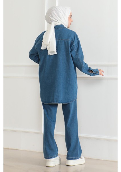 Cepli Taş Detaylı Kot Takım Mavi 19207 fırsatları