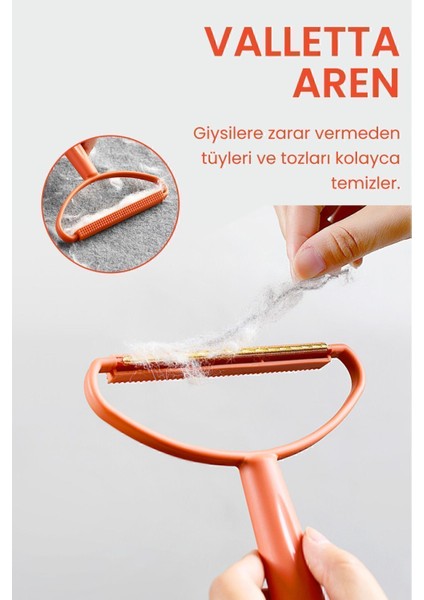 Aren Çift Taraflı Elbise Tiftik Ve Tüy Toparlayıcı Kazak Halı Plastik Tüy Alma Turuncu