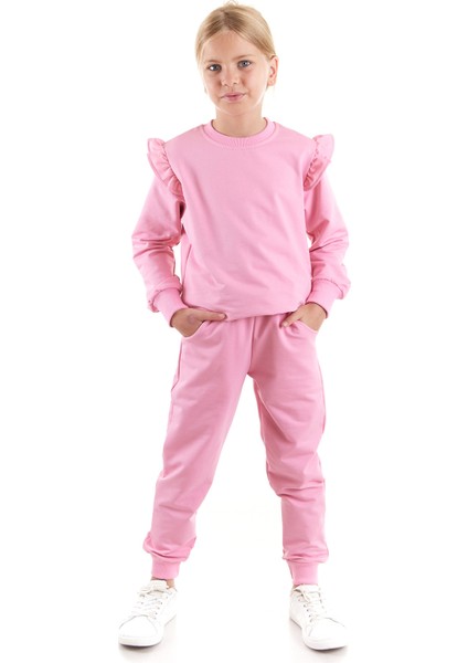 Kız Çocuk Fırfır Detaylı Trend Eşofman Takımı AK2515