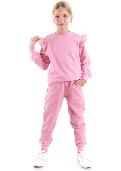 Kız Çocuk Fırfır Detaylı Trend Eşofman Takımı AK2515 fırsatları