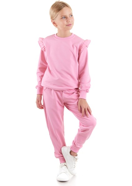 Kız Çocuk Fırfır Detaylı Trend Eşofman Takımı AK2515 indirimleri