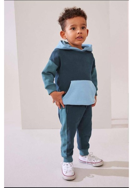 Erkek Çocuk Kanguru Cepli Pamuk Kapşonlu Eşofman Takımı modelleri