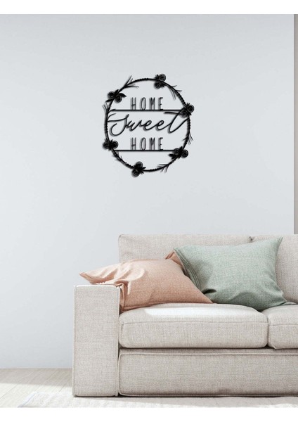 - Home Sweat Home Yazısı Metal Duvar Tablosu - Ev Dekorasyon - Metal Duvar Yazısı - 75 X 36 - Cm -Siyah - Text-045 fiyatları