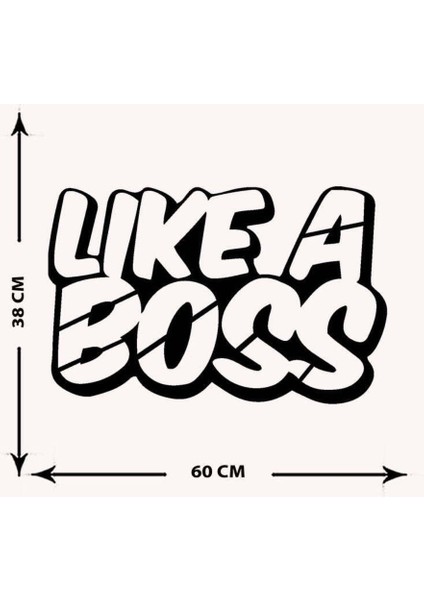 - Like A Boss Yazısı Metal Duvar Tablosu - Ev Dekorasyon - Metal Duvar Yazısı - 60 X 38 - Cm -Siyah - Text-033