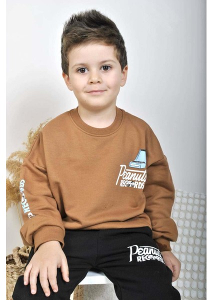 Erkek Çocuk Snoopy Modelli Pamuk Bisiklet Yaka Eşofman Takımı fırsatları