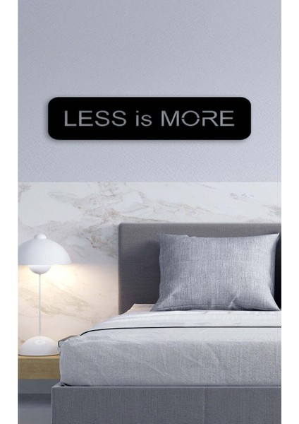 - Less Is More Yazısı Metal Duvar Tablosu - Ev Dekorasyon - Metal Duvar Yazısı - 90 X 23 - Cm -Siyah - Text-160