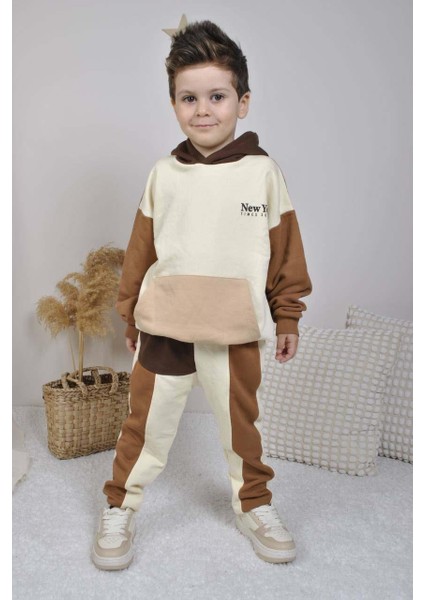 Erkek Çocuk Kanguru Cepli Pamuk Kapşonlu Eşofman Takımı fiyatları