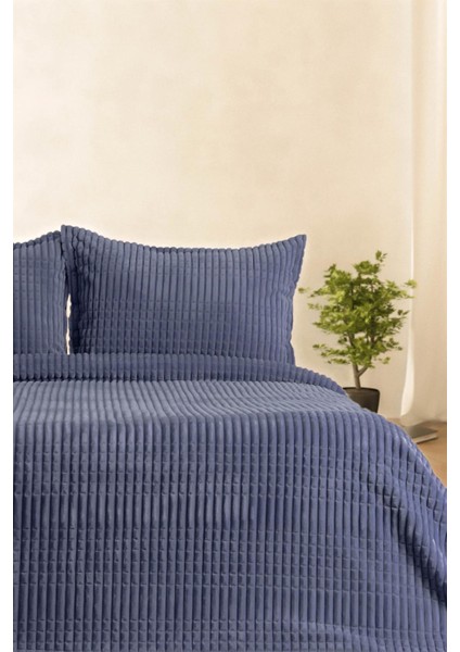 Merinos Modern Line 3 Parça Battaniye Seti - Lacivert