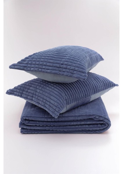 Merinos Modern Line 3 Parça Battaniye Seti - Lacivert