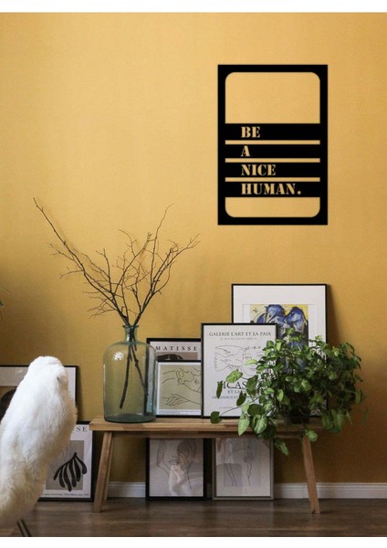 - Be A Nice Human Yazısı Metal Duvar Tablosu - Ev Dekorasyon - Metal Duvar Yazısı - 72 X 50 - Cm -Siyah - Text-020