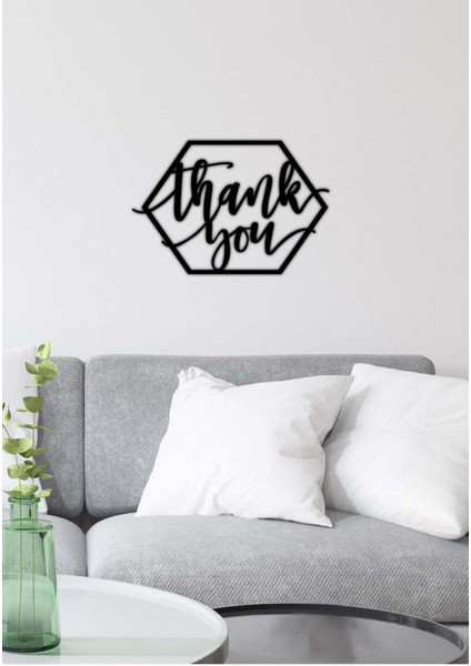 - Thank You Yazısı Metal Duvar Tablosu - Ev Dekorasyon - Metal Duvar Yazısı - 61 X 50 - Cm -Siyah - Text-082