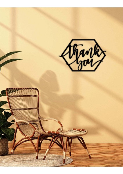 - Thank You Yazısı Metal Duvar Tablosu - Ev Dekorasyon - Metal Duvar Yazısı - 61 X 50 - Cm -Siyah - Text-082