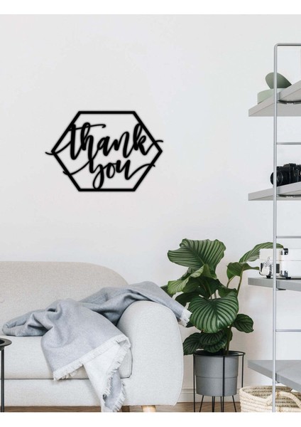 - Thank You Yazısı Metal Duvar Tablosu - Ev Dekorasyon - Metal Duvar Yazısı - 61 X 50 - Cm -Siyah - Text-082
