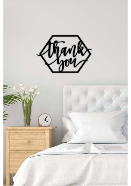 - Thank You Yazısı Metal Duvar Tablosu - Ev Dekorasyon - Metal Duvar Yazısı - 61 X 50 - Cm -Siyah - Text-082
