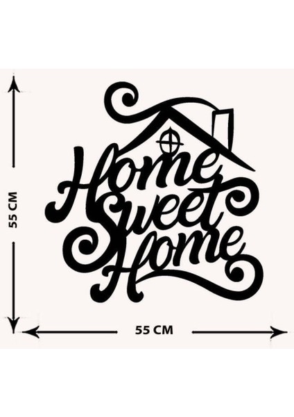 - Home Sweat Home Yazısı Metal Duvar Tablosu - Ev Dekorasyon - Metal Duvar Yazısı - 55 X 55 - Cm -Siyah - Text-122 indirimleri