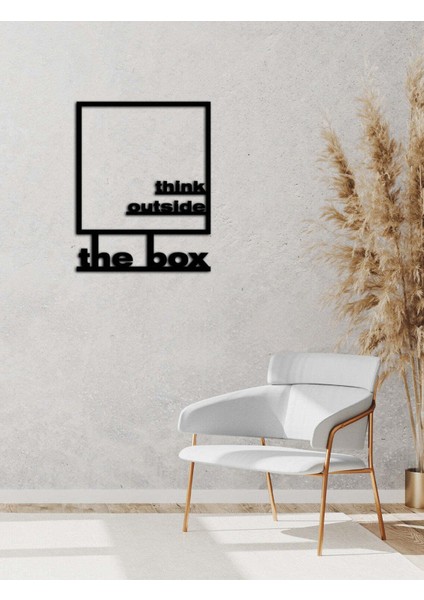 - Think Outside The Box Yazısı Metal Duvar Tablosu - Ev Dekorasyon - Metal Duvar Yazısı - 64 X 50 - Cm -Siyah - Text-137
